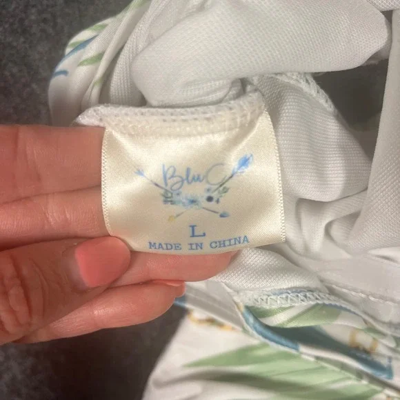 Blu C Tropical Leopard One Shoulder Cutout Monokini Swimsuit BUJR19117 Sz Large - Picture 6 of 10